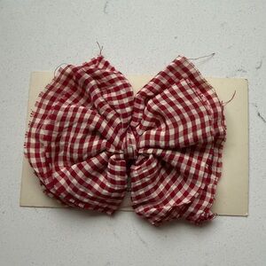 Red and Cream Gingham Bow Hair Clip